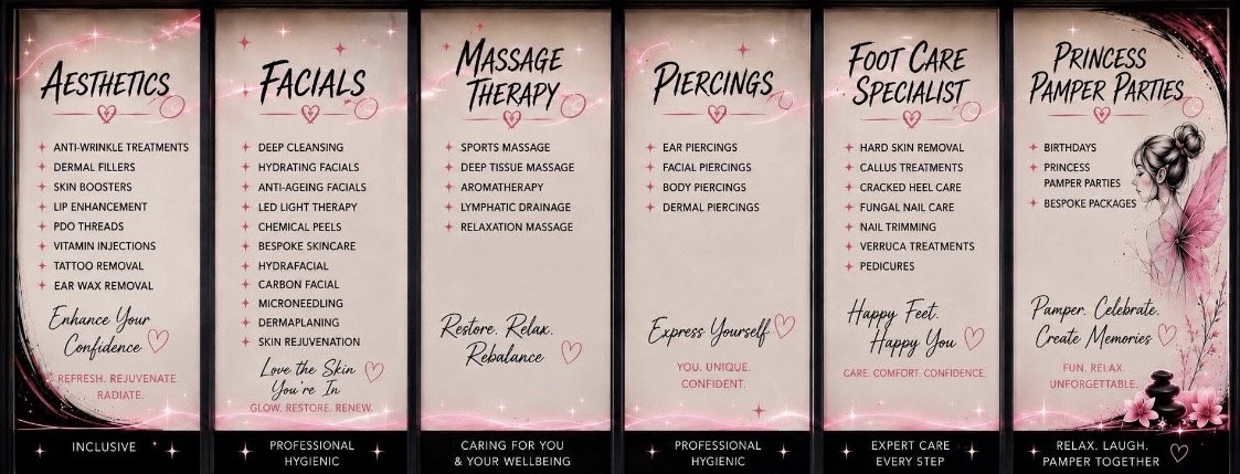 Pixie and Point full treatment menu